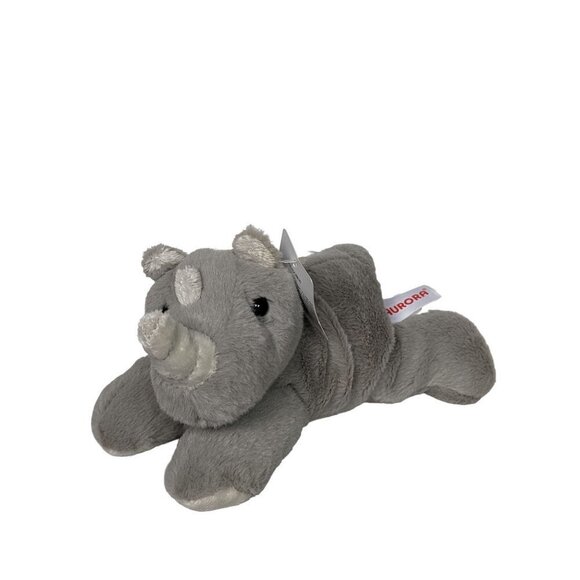 Aurora World Gray Rhinoceros Zoo Safari Animal Plush Stuffed Animal 2019 9" - Picture 1 of 9